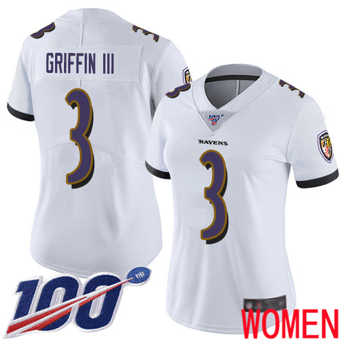 Baltimore Ravens Limited White Women Robert Griffin III Road Jersey NFL Football #3 100th Season Vapor Untouchable